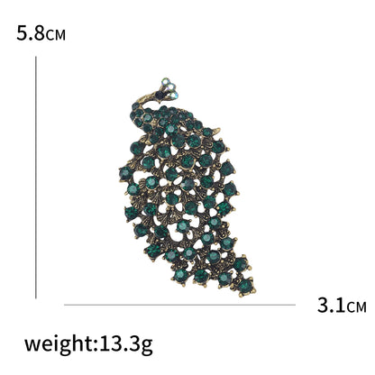 Fully Rhinestone Peacock Bird Brooch Fashionable and Elegant Coat Pin Jewelry Accessories and Gifts
