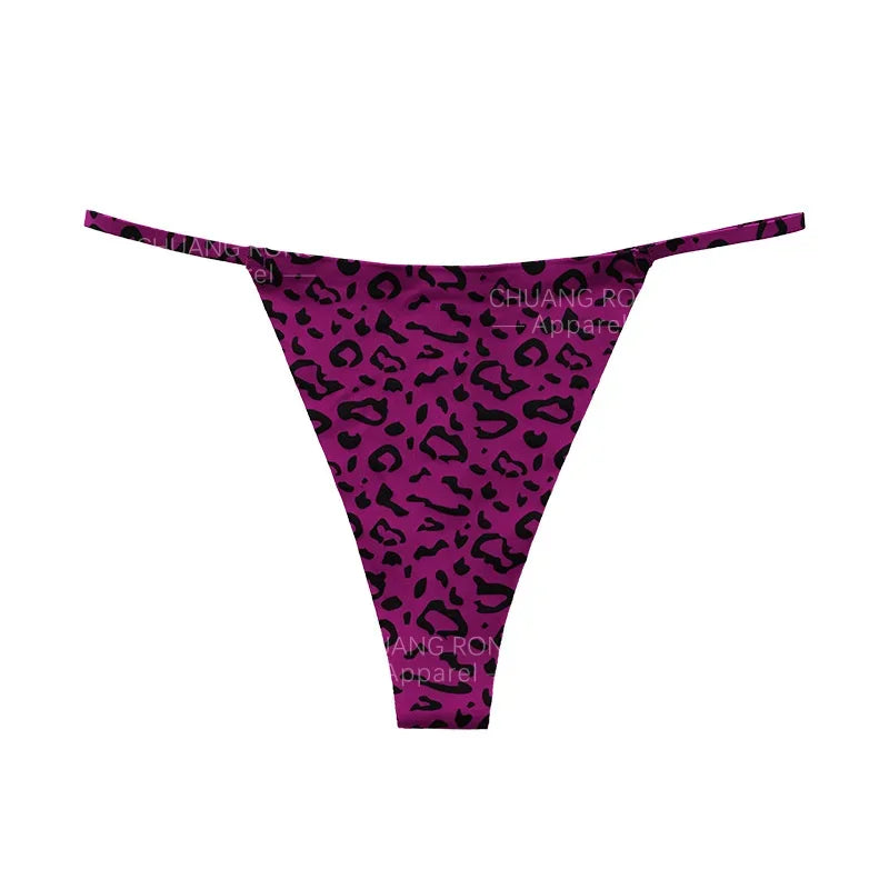 SP&CITY Leopard Print Thongs Sports Traceless Women’s Underpants Low Waist Ice Silk Thin Panties Breathable Fitness Briefs