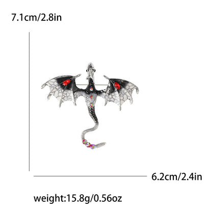 Enamel Dragon Pins for Women Rhinestone Flying Dragons Brooches Office Party Friend Gifts Jewelry Accessories