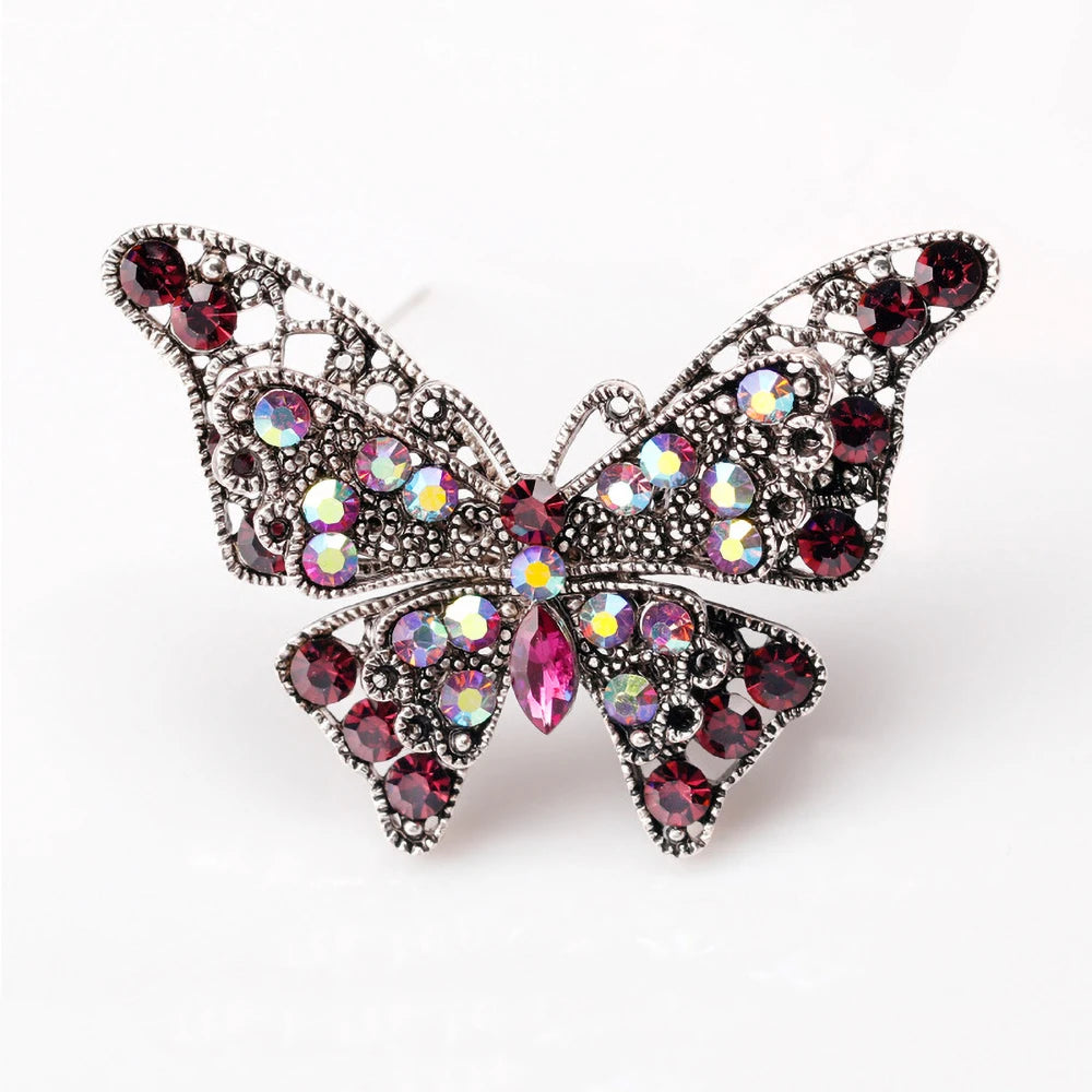 Rhinestone Butterfly Brooch Pins Trendy Alloy Enamel Metal Lapel Pin Glittering Multi-Color Optional For Women Small Gift Access