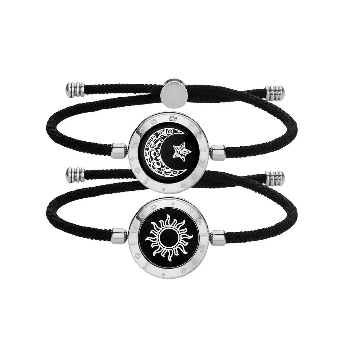 Totwoo Long Distance touch Light up&Vibrate Bracelets for Couples, Long Distance Relationship Gifts Smart Sun&Moon Love Bracelet