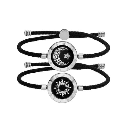 Totwoo Long Distance touch Light up&Vibrate Bracelets for Couples, Long Distance Relationship Gifts Smart Sun&Moon Love Bracelet