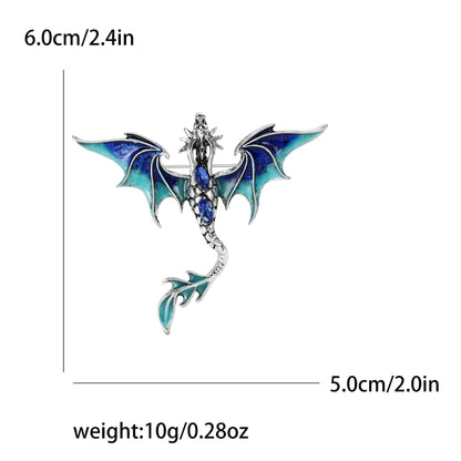 Enamel Dragon Pins for Women Rhinestone Flying Dragons Brooches Office Party Friend Gifts Jewelry Accessories