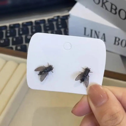 Cute Creative Flies Studs Earrings Prank Funny Mosquito Ear Stud Realistic Personality Mini Fly Earrings Girls