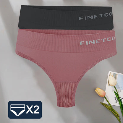 FINETOO 2PCS/Set M-2XL Bodyshaper G-String Panties Women Slim Underwear Female Lingerie Sexy Lady Thongs High Waist Underpants