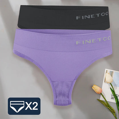 FINETOO 2PCS/Set M-2XL Bodyshaper G-String Panties Women Slim Underwear Female Lingerie Sexy Lady Thongs High Waist Underpants