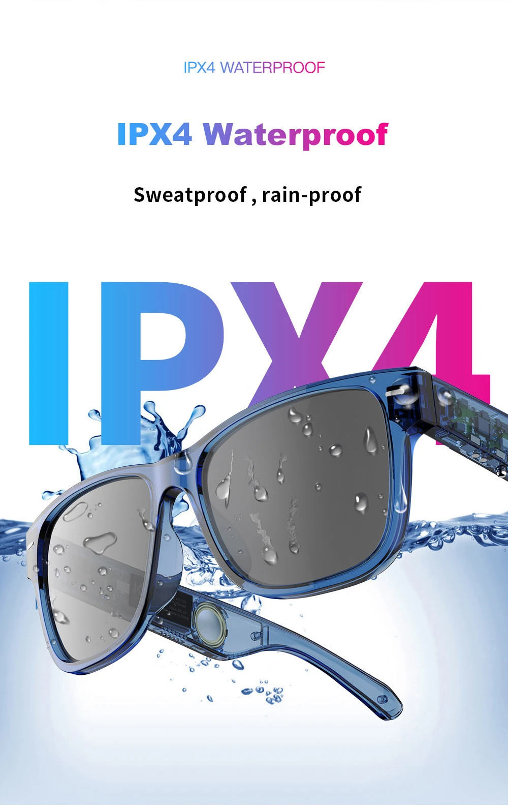 KUMI Meta V1 Smart Glasses Polarized Sunglasses Bluetooth glasses IPX4 Waterproof Open Ear Headphones AI Voice Assistant