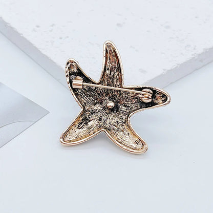 Sparkling Crystal Starfish Brooch Beach Vacation Ladies Luxury Dress Ornament Souvenir Gift
