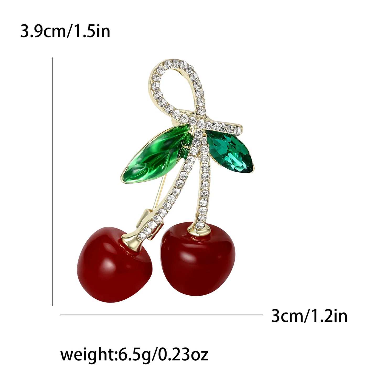 Enamel Cherry Brooches for Women Unisex Rhinestone Fruit Pins Banquet Party Backpack Gifts Jewelry Accessories