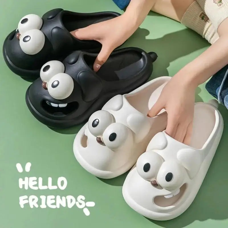 Tongue Slippers Big Eye Dog Slippers Cute Funny Big Eye Dog Fun Cartoon Package Head Eva Slippers for Women