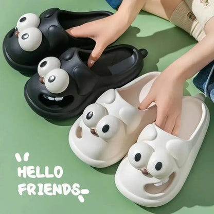 Tongue Slippers Big Eye Dog Slippers Cute Funny Big Eye Dog Fun Cartoon Package Head Eva Slippers for Women
