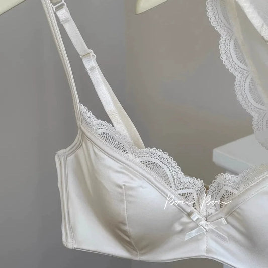 French Lace Underwear Female Breathable Thin Section Adjustable Anti-Sagging Comfortable Sex Lace Small Breasts Gathered Bra