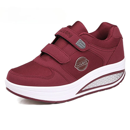 Women's Swing Sneakers 2025 Wedge Platform Toning Sports Shoes for Woman Thick Sole Breathable Fitness Rocking Mom Shoes