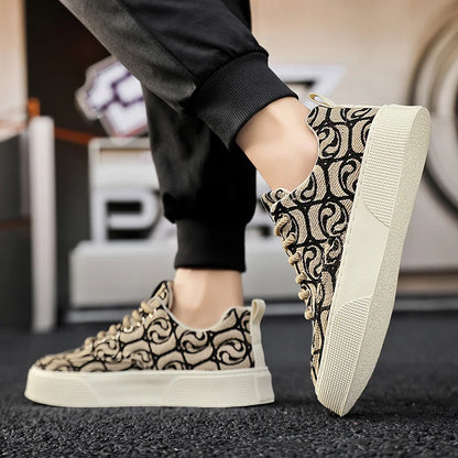 Hot Selling Red Canvas Shoes Men Trendy Print Skateboard Shoes For Man Low Cut Platform Skate Sneakers Male zapatos para hombre