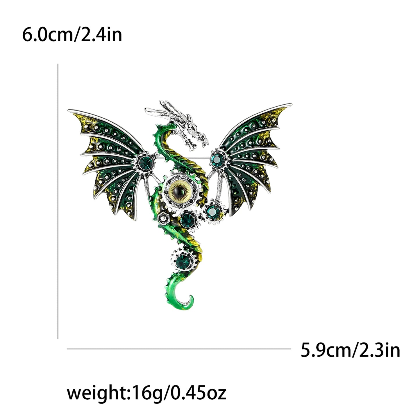 Enamel Dragon Pins for Women Rhinestone Flying Dragons Brooches Office Party Friend Gifts Jewelry Accessories