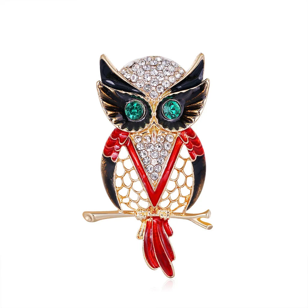 Lovely Owl Brooches For Women Korean Trendy Rhinestone Jewelri Brooch Bird Animal Pin Badg Clothes Decorative Pins Corsage Gifts
