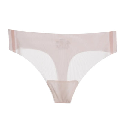 Transparent Thong Panties Women Ultra-thin Sense Sexy Female Seamless Low-rise Solid Color T-pants Quick Drying Underwear