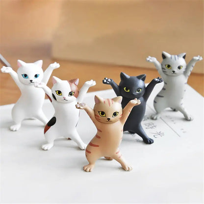 Cat Ornaments Anime Raising Hands Dancing Cat Model Cat Ornaments Cat Figures Toys for Children s Room Study Room