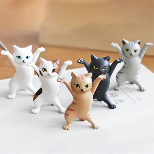Cat Ornaments Anime Raising Hands Dancing Cat Model Cat Ornaments Cat Figures Toys for Children s Room Study Room