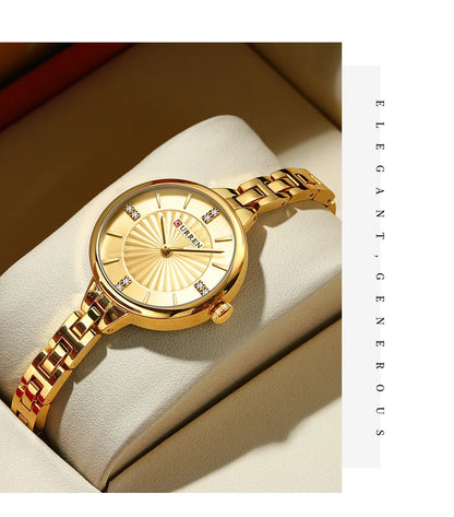 CURREN 9097 Women's Casual Quartz Watch Elegant Simple Design Waterproof Stainless Steel Strap Fashion Business Wristwatch Lady
