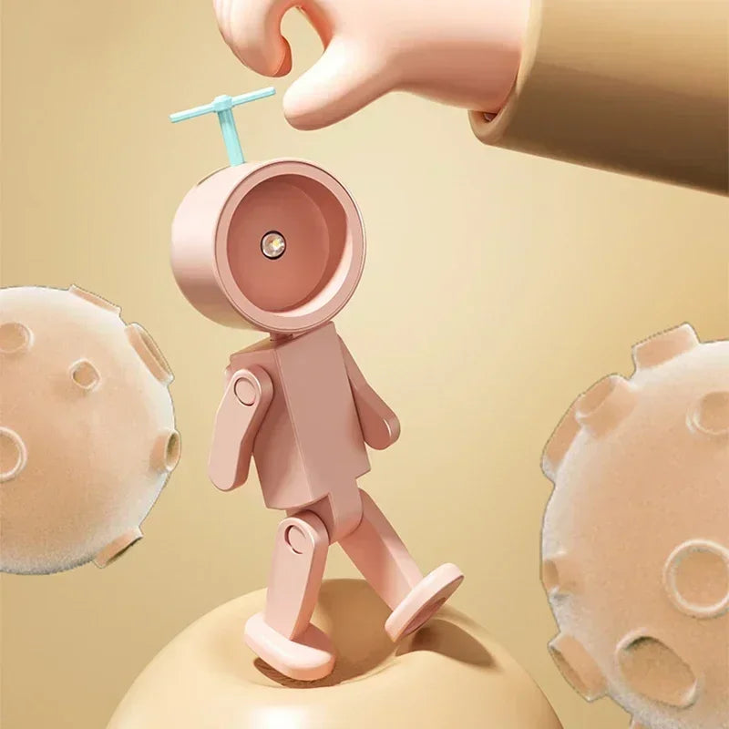 Creative Astronaut Magnetic Night Light LED Mini Square Robot With Battery Book Lamp Desktop Bedside Wooden Decor Ambient Light