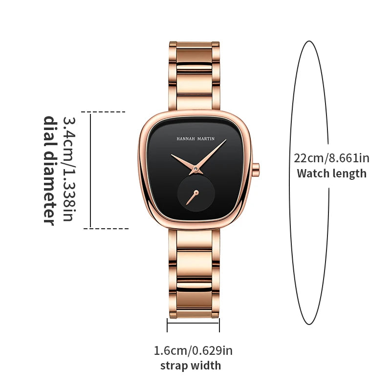 2025 New Women's Quartz Wristwatch 34mm Wine Barrel Rose Gold Black Stopwatch Fashionable Minimalist Style Oval Women's Watches