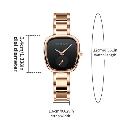2025 New Women's Quartz Wristwatch 34mm Wine Barrel Rose Gold Black Stopwatch Fashionable Minimalist Style Oval Women's Watches