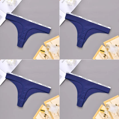 4PCS Sexy Erotic Women's Thong Solid Color Cotton Women's Panties Soft Skin Friendly Women's Underwear Seamless Cute Lingerie