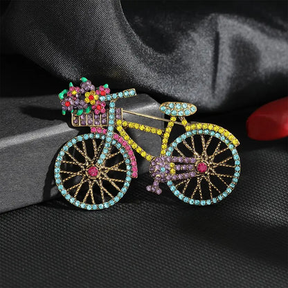 1 Piece, Elegant Vintage Flower Basket Bicycle Brooch, Exquisite Gift for Women, Versatile in All Seasons