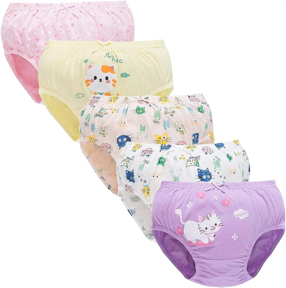 5Pcs/Set Assorted Styles Cute Cartoon Girls Underwear Panties Cotton Panty Girl Children Soft Underpants Breathable Girls Briefs