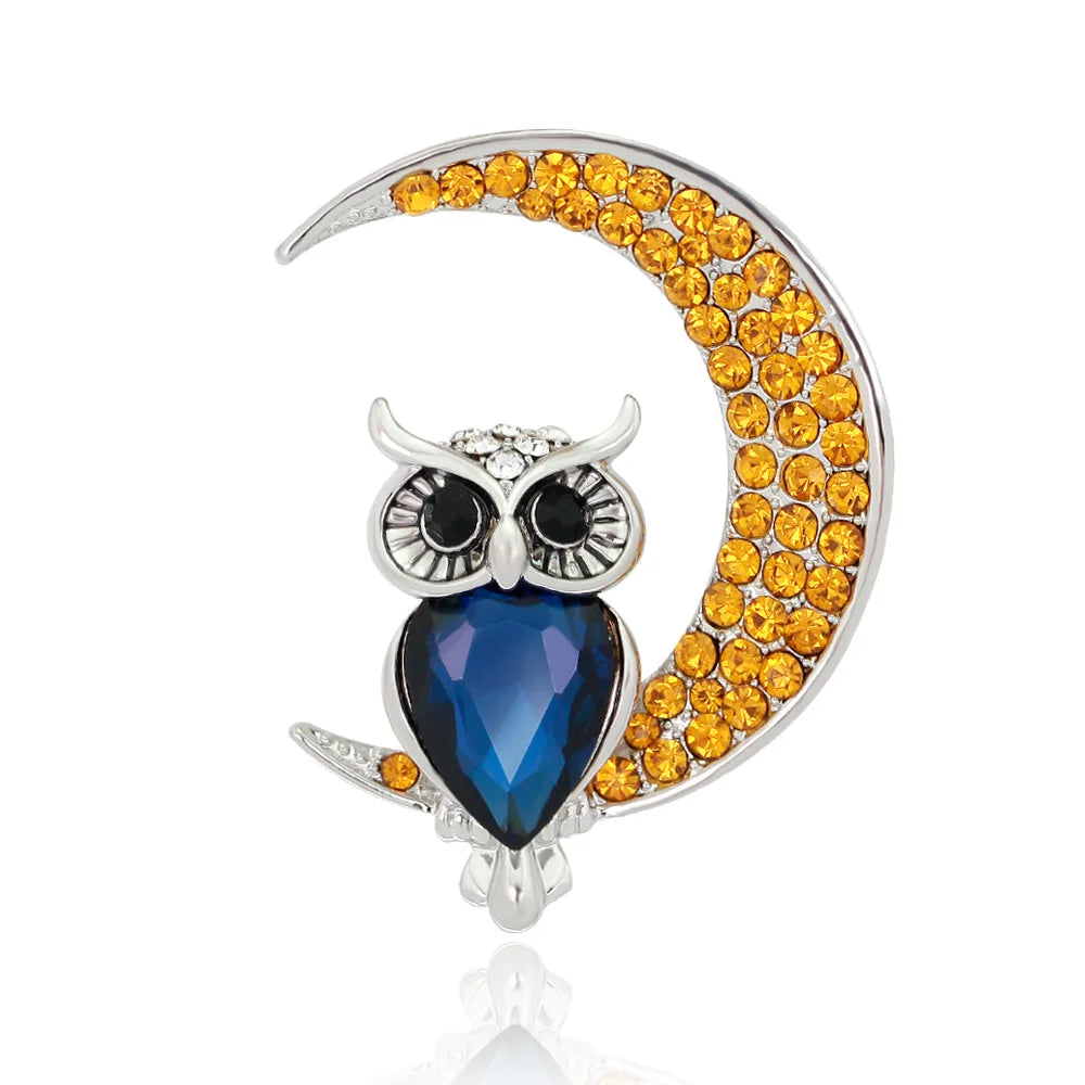 Lovely Owl Brooches For Women Korean Trendy Rhinestone Jewelri Brooch Bird Animal Pin Badg Clothes Decorative Pins Corsage Gifts