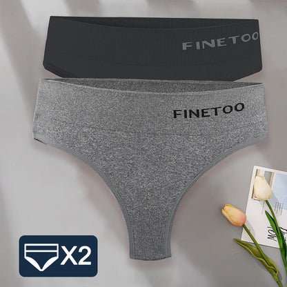 FINETOO 2PCS/Set M-2XL Bodyshaper G-String Panties Women Slim Underwear Female Lingerie Sexy Lady Thongs High Waist Underpants