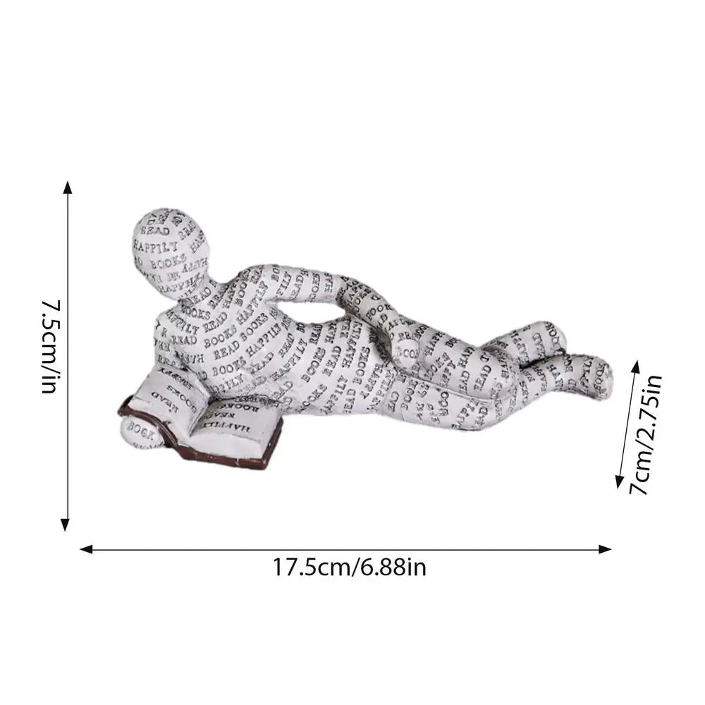 Reading Statue Man Reading Book Statue Resin Aesthetic Abstract Modern Sculptures for Coffee Table Tabletop Library Accessories