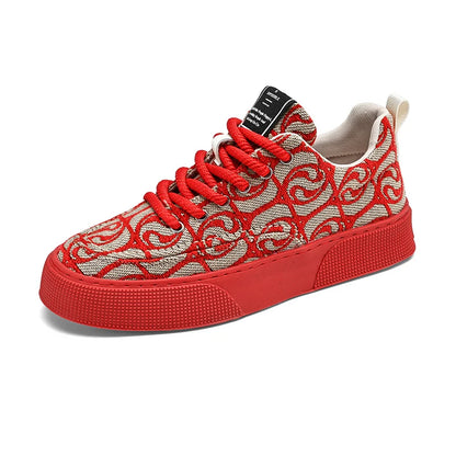 Hot Selling Red Canvas Shoes Men Trendy Print Skateboard Shoes For Man Low Cut Platform Skate Sneakers Male zapatos para hombre
