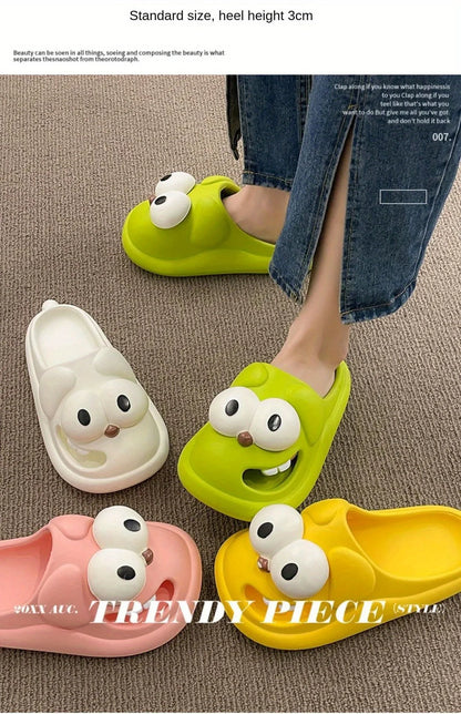 Tongue Slippers Big Eye Dog Slippers Cute Funny Big Eye Dog Fun Cartoon Package Head Eva Slippers for Women
