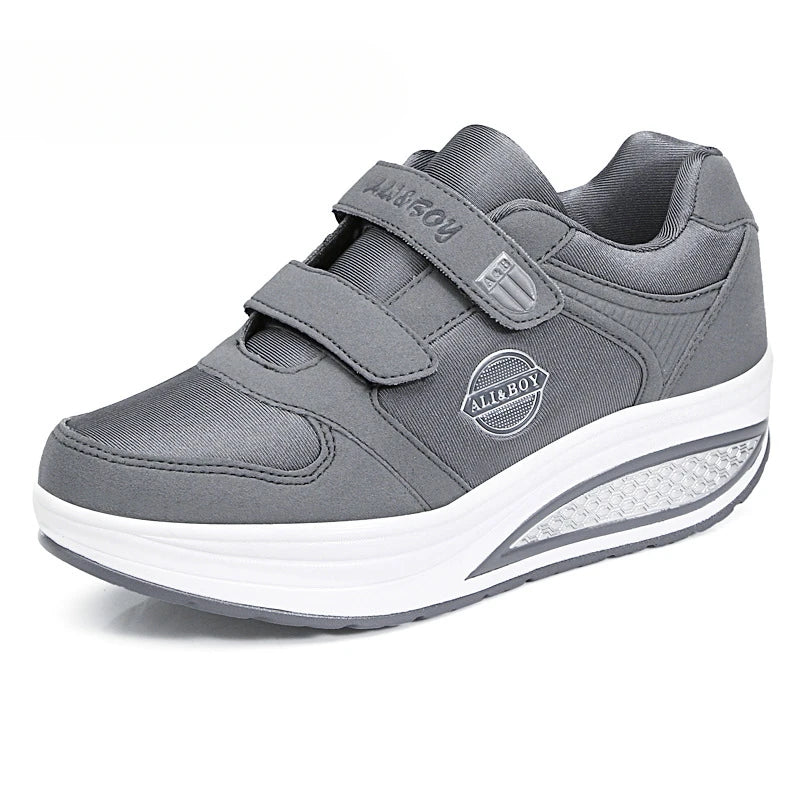 Women's Swing Sneakers 2025 Wedge Platform Toning Sports Shoes for Woman Thick Sole Breathable Fitness Rocking Mom Shoes