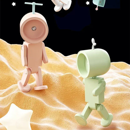 Creative Astronaut Magnetic Night Light LED Mini Square Robot With Battery Book Lamp Desktop Bedside Wooden Decor Ambient Light