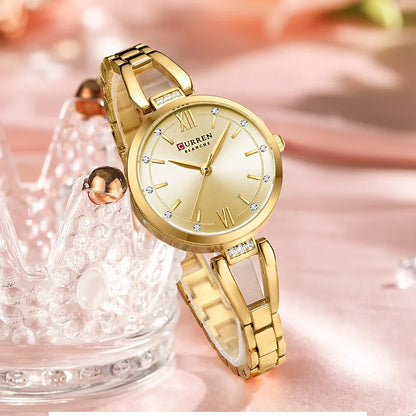 CURREN 9092 Women Quartz Watch Fashion Luxury Elegant Stainless Steel Strap Bracelet Wristwatch for Ladies Girl Female Clock