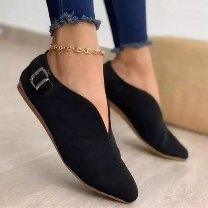 2025 Summer New Women's Shoes Flat Bottom Pointed Toe Casual Single Shoes Low Top Shoes Big Size 43