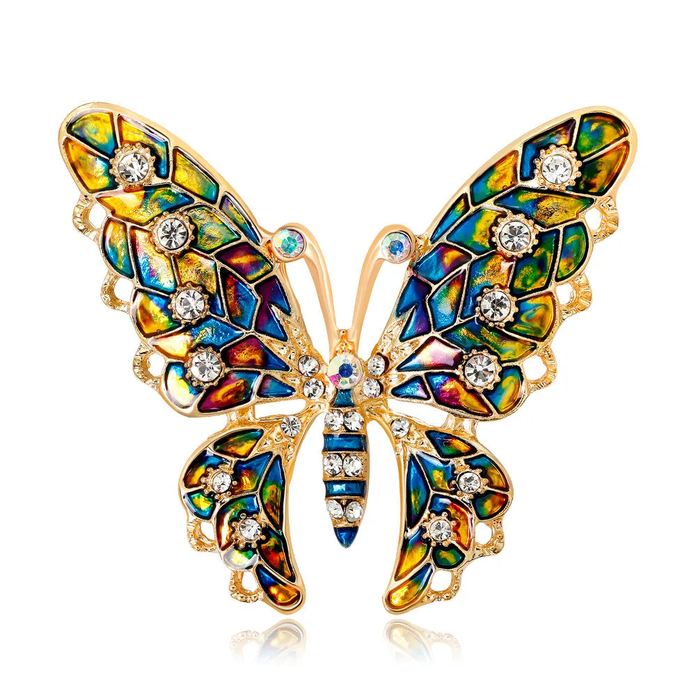 Shiny Rhinestone Butterfly Brooches For Women Luxury Jewelry Vintage Enamel Pin Animal Badges Large Butterfly Brooch Pin Gifts