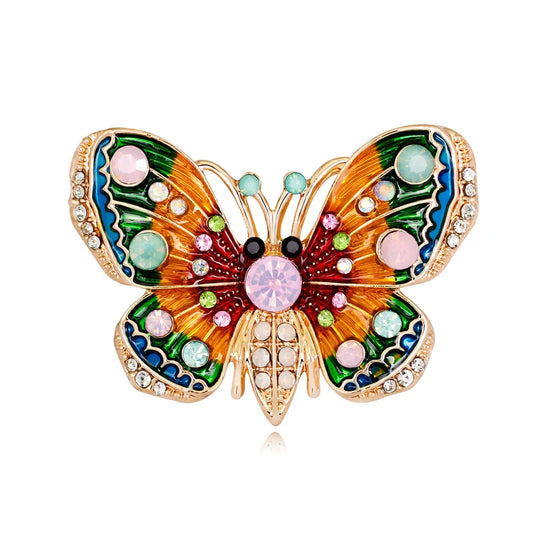 Shiny Rhinestone Butterfly Brooches For Women Luxury Jewelry Vintage Enamel Pin Animal Badges Large Butterfly Brooch Pin Gifts