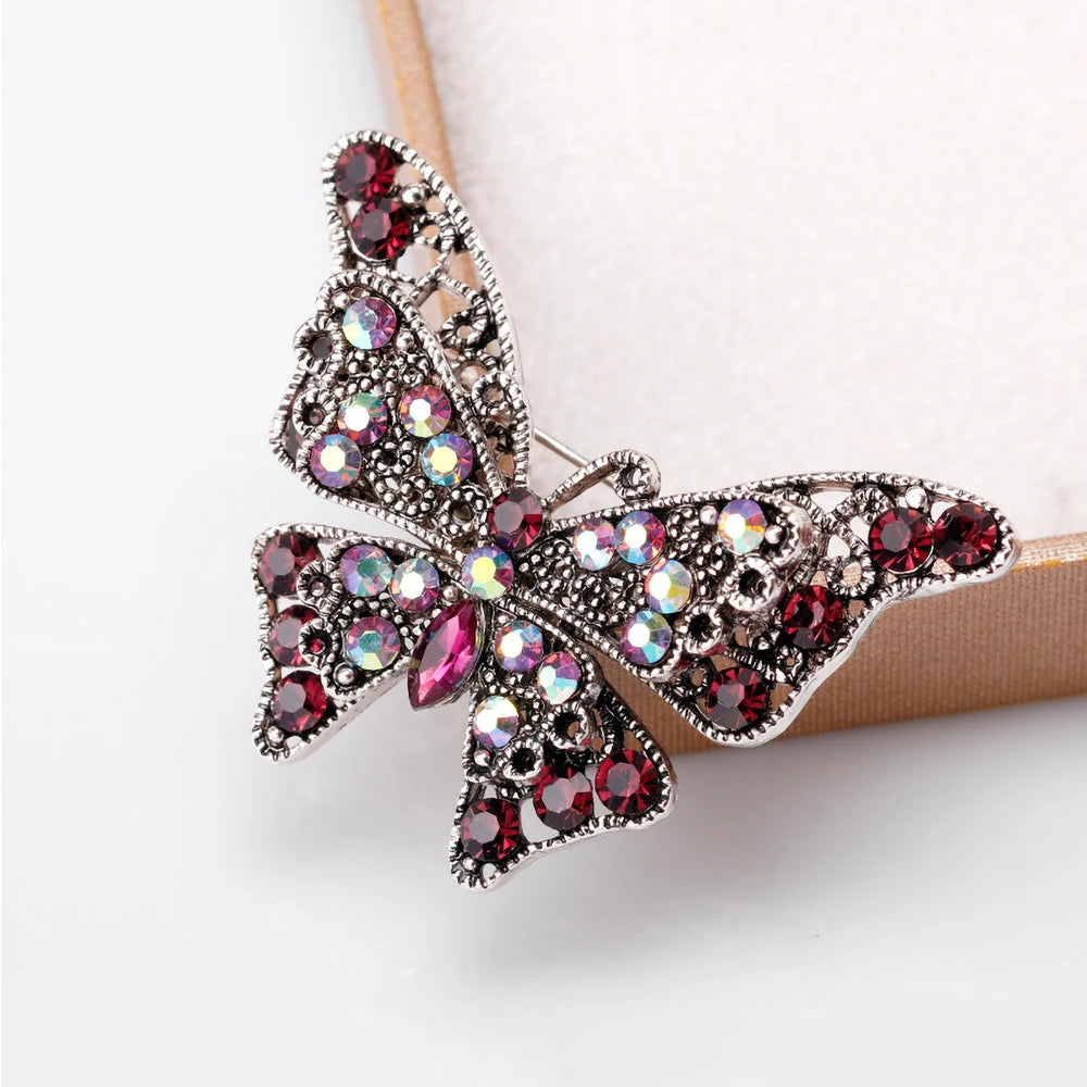 Rhinestone Butterfly Brooch Pins Trendy Alloy Enamel Metal Lapel Pin Glittering Multi-Color Optional For Women Small Gift Access