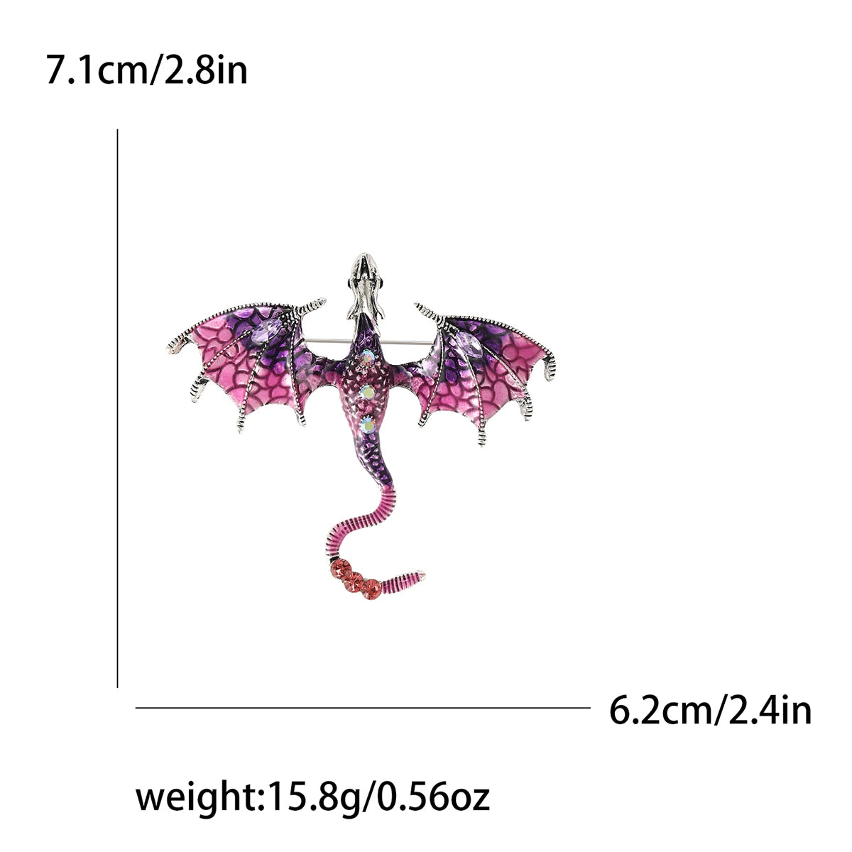 Enamel Dragon Pins for Women Rhinestone Flying Dragons Brooches Office Party Friend Gifts Jewelry Accessories