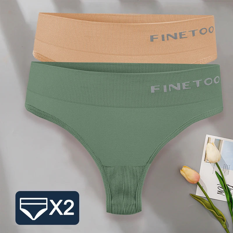 FINETOO 2PCS/Set M-2XL Bodyshaper G-String Panties Women Slim Underwear Female Lingerie Sexy Lady Thongs High Waist Underpants