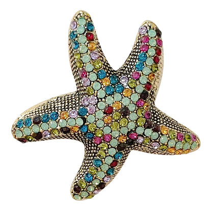 Sparkling Crystal Starfish Brooch Beach Vacation Ladies Luxury Dress Ornament Souvenir Gift
