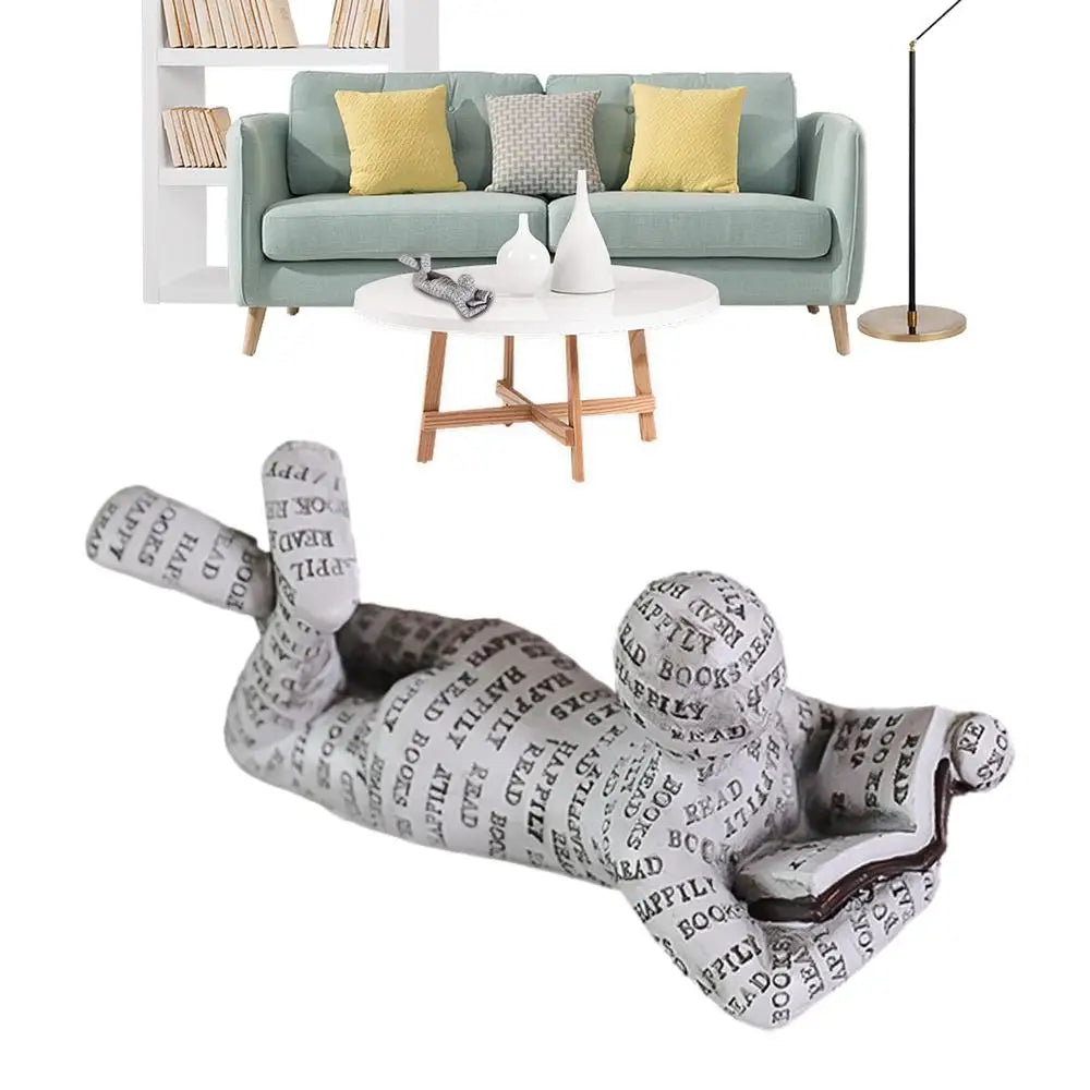 Reading Statue Man Reading Book Statue Resin Aesthetic Abstract Modern Sculptures for Coffee Table Tabletop Library Accessories