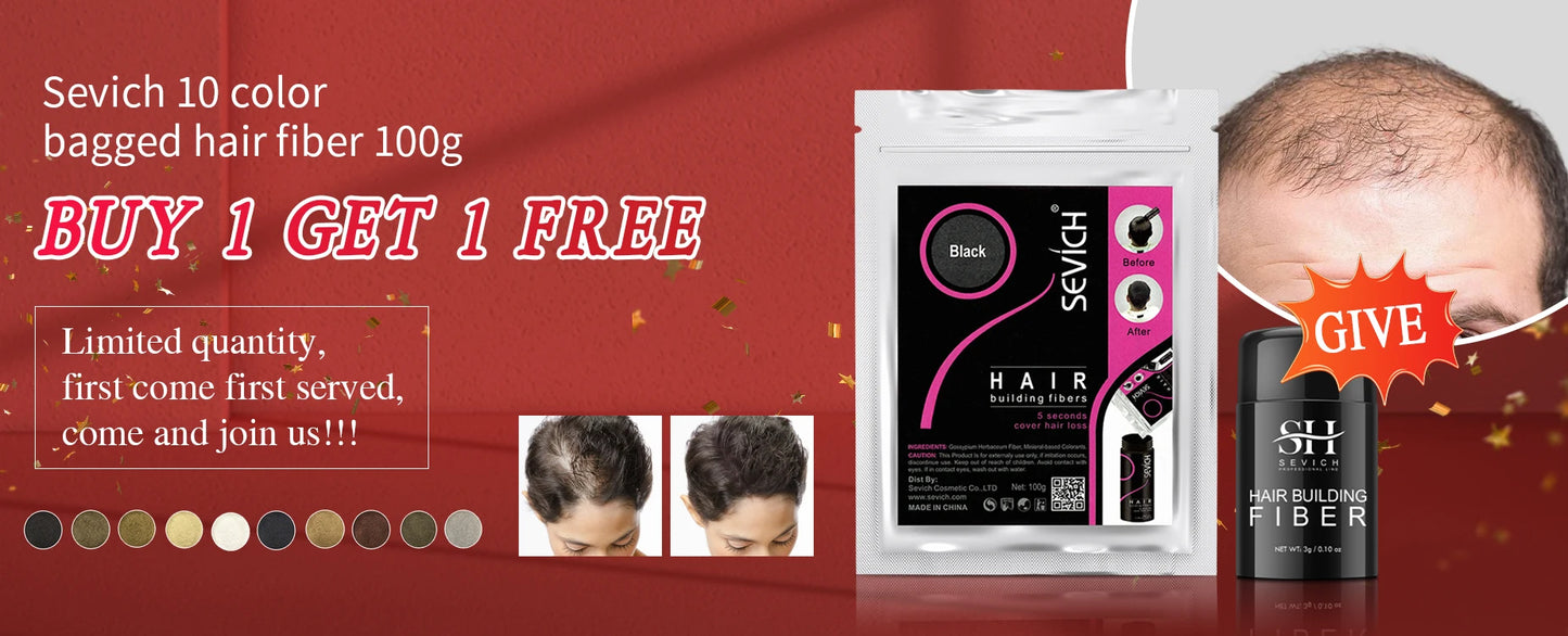 10 Colors Sevich Hair Fibers Keratin Fibers Applicator Hair Building Fibers Spray Hair Loss Instant Regrowth Thickening Powders