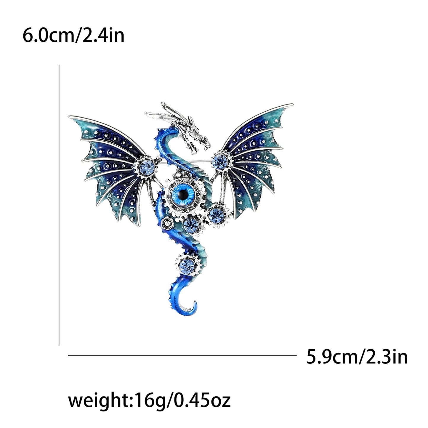Enamel Dragon Pins for Women Rhinestone Flying Dragons Brooches Office Party Friend Gifts Jewelry Accessories