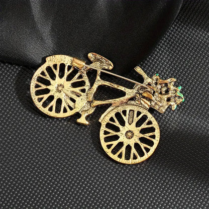 1 Piece, Elegant Vintage Flower Basket Bicycle Brooch, Exquisite Gift for Women, Versatile in All Seasons