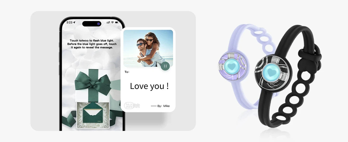 Totwoo Long Distance Touch Bracelets for Couples-Candy Series, Vibration & Light up for Love Couples Bracelets Relationship Gift